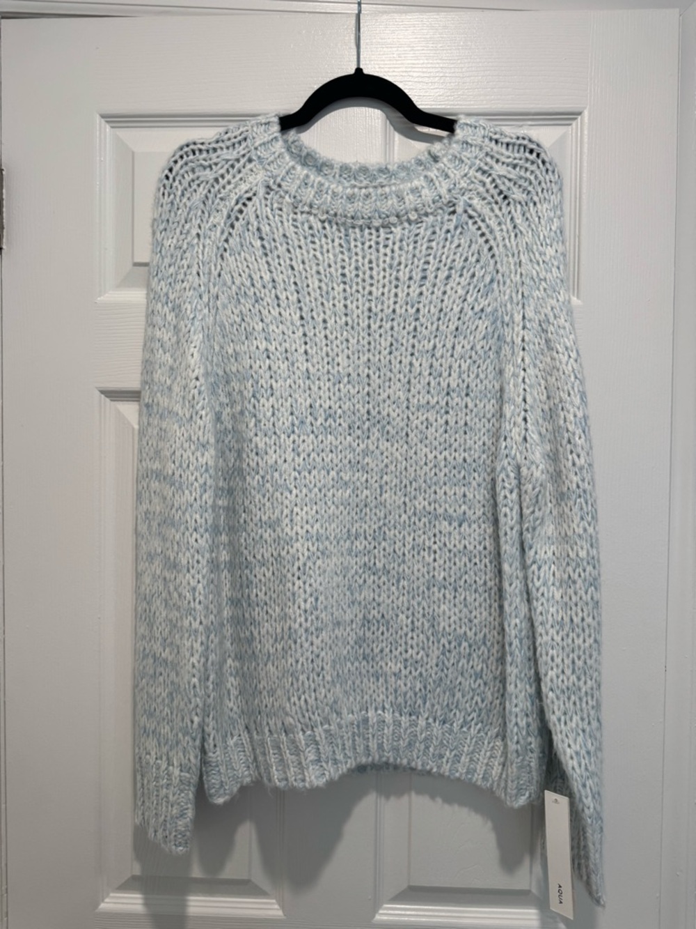 Aqua Light Blue Marled Crewneck Sweater